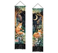 SUPERDANT 2 Pcs Vertical Tapestry 51x13 Inch/130x33cm Fox and Forest Wall Hanging Long Narrow Animal Panel for Hallway Living Room Bedroom Man Cave Colorful
