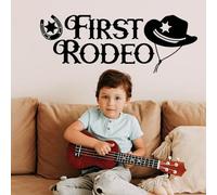 SUPERDANT 2 PCS Western Cowboy Hat Wall Stickers PVC First Rodeo Wall Decals Silhouettes Self-Adhesive Wall Sticker Set for Bedroom Living Room Bathroom Offices Background 57x35cm