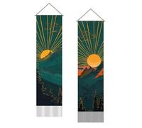SUPERDANT 2-Piece Sunset & Sunrise Mountain Landscape Tapestry Wall Art, Multi-Colored, 116 x 33 cm, Polyester, Wall Mount, Indoor, Nature Theme, Unframed, For Multiple Rooms