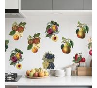 SUPERDANT 2 Sheets Vintage Fruits Wall Stickers Grape Peach Pears Wall Decals Kitchen Retro Country Art Decor Peel and Stick Vinyl Murals for Refrigerators Cabinet Dining Room Livingroom Nursery