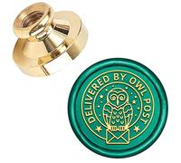 SUPERDANT 25mm Brass Stamp Head Delivered By Owl Post Wax Seal Owl Sealing Stamps Head Removable Vintage Brass Seal for Wedding Invitations Envelopes Wine Packages