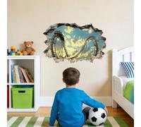 SUPERDANT 2Pcs 3D Wall Sticker Roller Coaster Design 90x30cm/35.4x11.8 Inch Art PVC Wall Decal Set Peel and Stick for Bedroom Living Room Decor Colorful