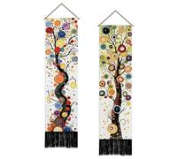 SUPERDANT 2Pcs Abstract Tree Tapestry 45.7x13 Inch/116x33cm Vertical Wall Hanging Polyester Wall Art For Living Room Bedroom And Porch Decor Colorful