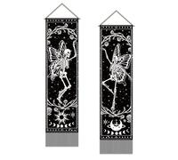 SUPERDANT 2Pcs Dancing Skull Tapestry Skull Butterfly Wall Art tapestries Moon Phase Blanket Tapestries Long Tapestry Wall Hanging with Tassel for Boys' Room Living Room Bedroom Decor 130x33cm