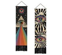 SUPERDANT 2Pcs Gothic Rainbow Eyes Tapestry Occult Psychedelic Wall Hanging 130x33cm Narrow Mystical All Seeing Eye Decor For Living Room Hallway Studio Apartment Colorful