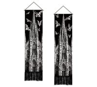 SUPERDANT 2Pcs Halloween Narrow Long Tapestry Vintage Spooky Season Bat Vertical Wall Decor Lightweight Polyester Rod Pocket Ready For Bedroom Doorway Office Gift Ready Set 51x13in