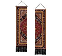 SUPERDANT 2Pcs Vertical Tapestry 51x13 Inch/130x33cm Boho Wall Hanging Set Retro Narrow Fabric Banner for Living Room Bedroom Porch Man Cave Colorful