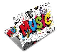 SUPERDANT 3 Pack Music Graffiti Laptop Skin Removable Pvc Decal Sticker Set With 2 Bonus Pieces For 12-15.6 Inch Notebooks Bubble Free Scratch Resistant Colorful 38x27cm