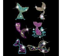 SUPERDANT 32x23.8cm Iron on Rhinestones Glass Rhinestone Transfer Sheets Mermaid Tail for Custom Jackets T-Shirts Hoodies and Sweatshirts DIY Clothing Decoration Colorful