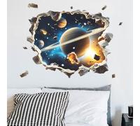 SUPERDANT 3D Cosmic Galaxy Wall Stickers Outer Space Window Wall Decals Space Planets Decals Stickers for Walls Peel and Stick Adhesive Sticker for Ceiling Boys Room Kindergarten Nursery Decor
