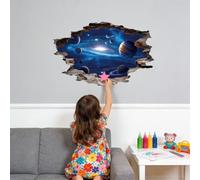 SUPERDANT 3D Cosmic Wall Stickers Break Through Wall Decal Peel and Stick Self Adhesive Sticker PVC Decor Living Room Children's Room Nursery Bedroom Decorations