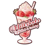 SUPERDANT 3D Food Metal Signs Strawberry Milkshake Tin Signs Kitchen Wall Plaques Funny Poster for Kitchen Restaurant Ice Cream Parlo Cold Drinks and Desserts Shop Vintage Decor