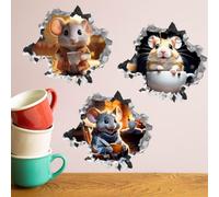 SUPERDANT 3D Mouse Hole Realistic Wall Decals Mouse Coffee Wall Stickers Funny Animal Stickers for Children Kids Room Decor Home Bedroom Classroom