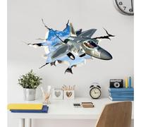 SUPERDANT 3D Wall Sticker Fighter Jet Plane 3D Wall Decals Air Force Peel and Stick Vinyl Watercolor Art Decor for Boys Kids Room Living Room Nursery Bedroom Playroom Wall Decor