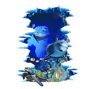 SUPERDANT 3D Wall Stickers 3D Ocean Animals Wall Decals Dolphin Turtle Wall Sticker Under The Sea Wall Decal Nursery Wall Stickers Peel and Stick Underwater Wall Art for Floor Kids Room Bathroom