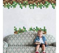 SUPERDANT 3pcs Green Camo Pixel Wall Sticker Camouflage Pixel Wall Decor Peel and Stick Vinyl Art Stickers Military Army Hunting Mural Decals for Home Livingroom Bedroom Kids Room Decoration