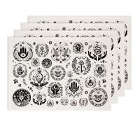 SUPERDANT 4 Pcs Bohemian Style Underglaze Transfer Paper 52x37cm Mysticism Pottery Palm Decal Ceramic Waterslide Transfer for Cups Vases Plates Jet Black Plant Palms Motif