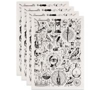 SUPERDANT 4 Pcs Large Underglaze Transfers 52x37cm/20.47x14.57inch Black Trimmable Ceramic Waterslide Decals Divination Bats Ravens Skulls for Handmade Studio Pottery Craft