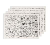 SUPERDANT 4 Sheets Dialog Box Pottery Underglaze Transfer Decal 20.47x14.57 Inch Black Speech Bubble Design Trimmable Funny High Fire Paper for DIY Cups Bowls Platters Black