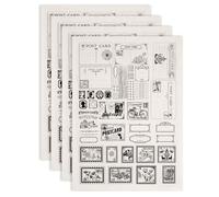 SUPERDANT 4 Sheets Pottery Underglaze Transfer Decal 20.47x14.57 Inch Black Vintage Stamp Postcard Design Trimmable High Fire Paper for DIY Cups Bowls Platters Black