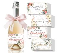 SUPERDANT 40 Pcs Bridesmaid Wine Labels for Bottles Mrs. Mini Champagne Labels Wedding Label Floral Wine Bottle Label Stickers Champagne Stickers Covers Gifts for Bridal Shower