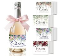 SUPERDANT 40 Pcs Cheers Wine Bottle Label Let's Raise a Glass Champagne Stickers Flowers Wine Bottle Sticker Champagne Covers for Baby Shower Birthday Wedding Party Decor Gift