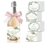SUPERDANT 40 Pcs Will You Be My Bridesmaid Wine Labels for Bottle Mrs Mini Champagne Labels Green Plants Wine Bottle Decorations for Bridal Bachelorette Party Champagne Tags