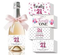 SUPERDANT 40Pcs 21st Birthday Wine Labels for Bottles Finally 21 Champagne Stickers Pink Balloon Wine Bottle Label Stickers Champagne Decoration for Birthday Party Favor