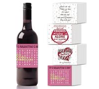SUPERDANT 40PCS Friendship Text Wine Bottle Champagne Label Stickers Pink Coated Paper Adhesive Label Wine Bottle Champagne Decorations for Anniversary Birthday Tea Party Girls' Party Favors