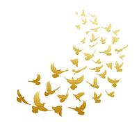 SUPERDANT 40PCS Gold Flying Birds Wall Stickers Flock of Birds Flying Silhouettes Wall Decal Creative Vinyl Wall Art Decor for Nursery Living Room Office Home Sofa TV Background Decor