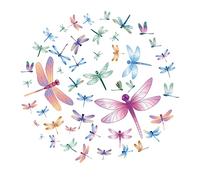 SUPERDANT 47 Pieces Dragonfly Wall Sticker Watercolor Dragonfly Vinyl Wall Decals Insect Decor DIY Ornament Party Kidgarden Wall Stickers Art Decor Decals for Girls Bedroom Wall Decals