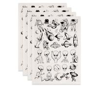 SUPERDANT 4PCS Alien Underglaze Transfers for Pottery Astronaut Rocket Transfer Stickers Ceramic Decals Black Waterslide Paper for Porcelain Overglaze Enamel Clay Decal