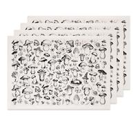 SUPERDANT 4PCS Black Ceramic Transfers Decals Cartoon Mushroom Underglaze Transfers for Pottery DIY Stickers Water Transfer Paper for Potteries Art Porcelain Ceramics 52x37cm