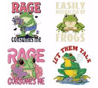 SUPERDANT 4Pcs Cute Frog Heat Transfer Stickers Colorful Rage Consumes Me Iron on Transfers Iron on Patches Stickers Washable Sticker Paper for Clothing T-Shirt DIY Applique