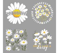 SUPERDANT 4PCS Daisy Iron on Transfer Paper Flowers DIY Colorful Heat Transfer Sticker Washable Iron-on Decals for T Shirts DTF Transfers Ready to Press for Girls Kids Clothing Hoodie Bag Jackets