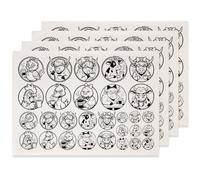 SUPERDANT 4Pcs Farm Animals Drinking Coffee Underglaze Transfer Paper Highland Cattle Black Oversized Ceramic Decals for Cups Plates Vases Pottery Clay Studio Use Handmade Vase Plate 20.5x14.6 in
