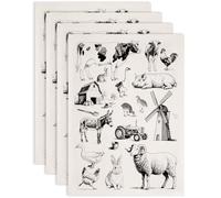 SUPERDANT 4PCS Farm Theme Underglaze Transfers for Pottery Animals Transfer Stickers Ceramic Decals Black Underglaze Transfers Paper for Porcelain Overglaze Enamel Clay Decal 52x37cm