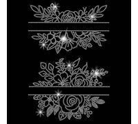 SUPERDANT 4pcs Flower Border Iron on Rhinestones Swirly Elegant Flourish Crystal Heat Transfer Stickers Iron on Decals Rhinestone Patches for T-Shirt Clothing Tote Bag Jackets DIY Art Craft Gifts