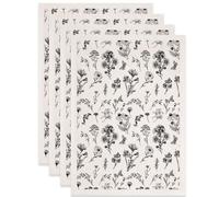 SUPERDANT 4PCS Flowers and Plants Underglaze Transfers for Pottery Wild Flowers Clay Transfer Paper Black Ceramic Decals Transfer Stickers for Pottery DIY Handicraft Supplies