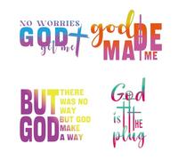 SUPERDANT 4Pcs God Made Me Iron On Transfer Paper Bible Quotes Heat Transfer Sticker DIY Iron-on Decals Washable DTF Transfers Ready to Press for T-Shirt Bags Tnanksgiving Decor