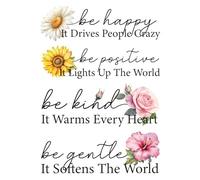 SUPERDANT 4Pcs Inspirational Flower Iron on Transfers Daisy Sunflower Rose Hibiscus Heat Transfer Stickers Washable Sticker Paper for Clothing T-Shirt DIY Applique