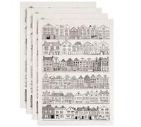 SUPERDANT 4PCS Line House Underglaze Transfers for Pottery Building Transfer Stickers Ceramic Decals Ceramic Underglaze Transfers for Pottery Overglaze Enamel Decal Handmade Gifts
