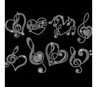 SUPERDANT 4PCS Love Note Crystal Rhinestone Iron on Transfer Applique DIY Transfer White Glitter Rhinestone Pattern Decoration for T-Shirt Bag Pillows Jackets 29.7x21CM