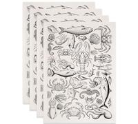 SUPERDANT 4PCS Marine Life Underglaze Transfers for Pottery Fish Crab Squid Transfer Stickers Ceramic Decals Black Underglaze Transfers Paper for Porcelain Overglaze Enamel Clay Decal 52x37cm