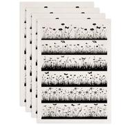 SUPERDANT 4PCS Meadows and Flowers Underglaze Transfers for Pottery Wild Flower Transfer Stickers Black Ceramic Decals Ceramic Underglaze Transfers for Pottery Overglaze Enamel Decal Handmade Gifts