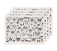 SUPERDANT 4PCS Mystery Element Underglaze Transfers for Pottery Moon Bullhead Butterfly Transfer Stickers Ceramic Decals Black Waterslide Paper for Porcelain Overglaze Enamel Clay Decal