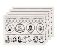 SUPERDANT 4PCS Navigation Animal Characters Underglaze Transfers for Pottery Hemp Rope Portrait Transfer Stickers Ceramic Decals Black Waterslide Paper for Porcelain Overglaze Enamel Clay Decal