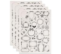 SUPERDANT 4PCS Pattern Border Underglaze Paper Transfer Flowers Transfer Papers for Clay Ceramic Porcelain Under Glaze Transfers for Pottery Enamel Decals Black Underglaze Decal Handcrafted Gifts