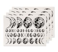 SUPERDANT 4PCS Phase Moon Underglaze Transfers for Pottery Full Moon Transfer Stickers Ceramic Decals Black Underglaze Transfers Paper for Porcelain Overglaze Enamel Clay Decal 52x37cm