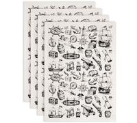 SUPERDANT 4Pcs Pirate Elements Underglaze Transfer Paper Captain Ship Cannon Black Oversized Ceramic Decals for Cups Plates Vases Pottery Clay Studio Use Handmade Vase Plate No Seam Wrap 52x37cm